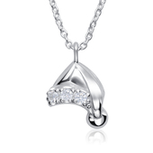 Christmas Hat Designed With CZ Silver Necklace SPE-5229